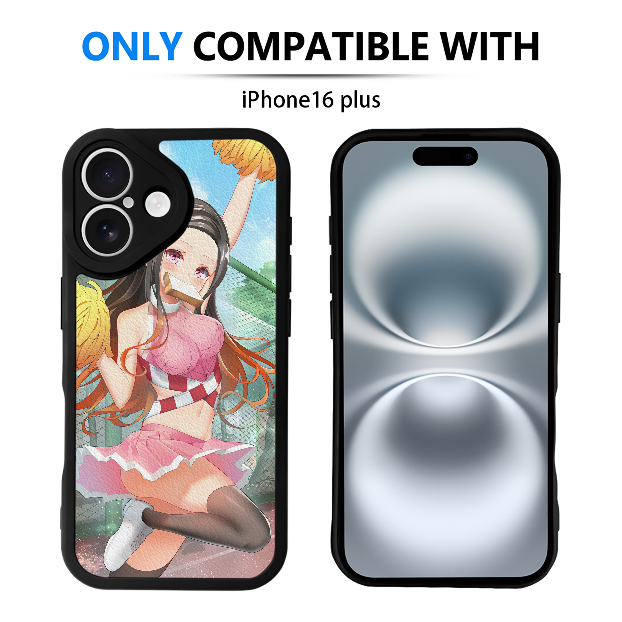 （画像用） 鬼滅の刃（きめつのやいば）竈門 禰󠄀豆子／かまど ねずこ Kamado Nezuko 【iPhone 16シリーズ対応】シリコンスマホケース（レザー調） 材質：シリコン